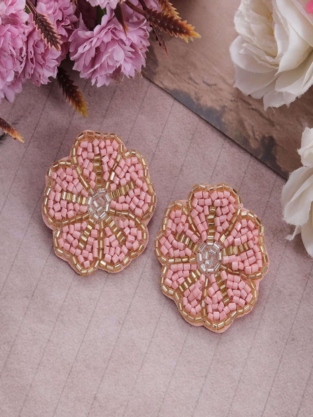 UNIVERSITY TRENDZ Floral Beaded Stud Earrings