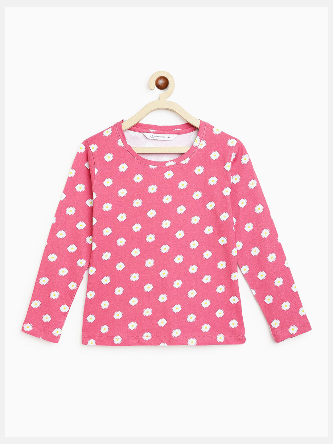 Campana Girls Polka Dot Printed Long Sleeve Cotton T-shirt