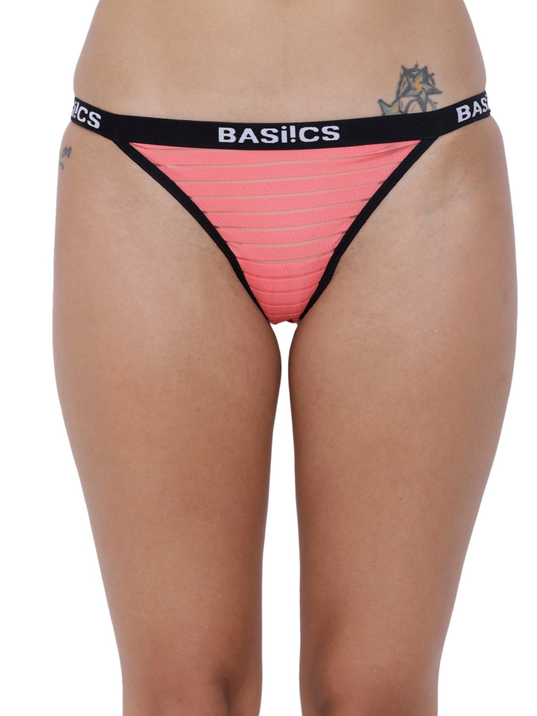 BASIICS by La Intimo Women Anti Microbial Low-Rise Striped Thong BCPTH01