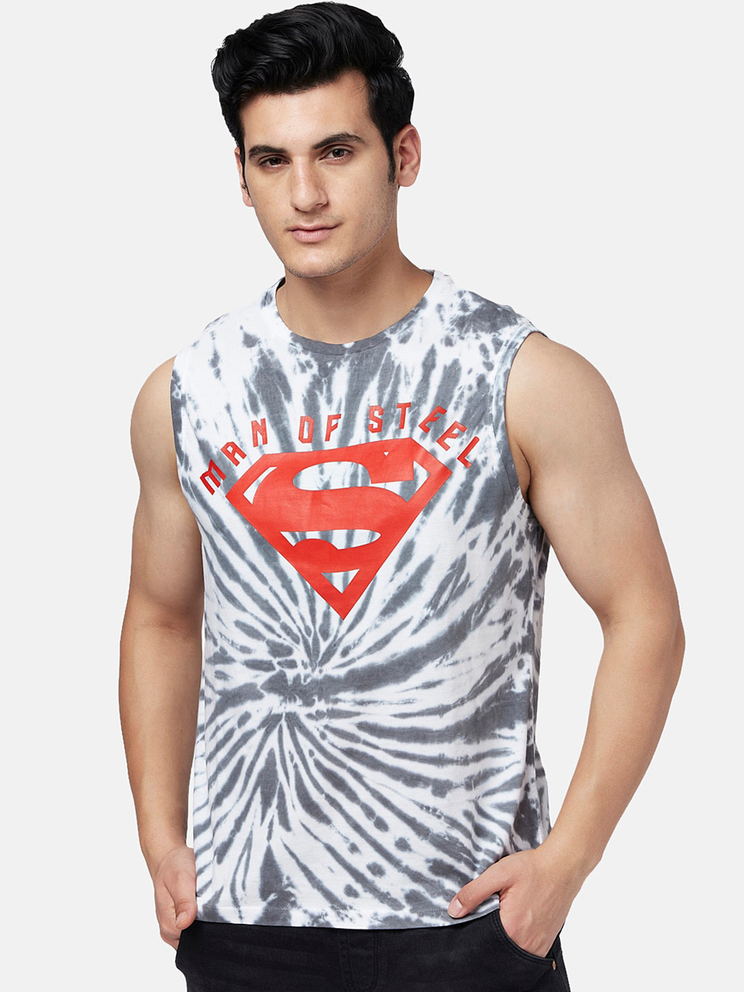 SF JEANS by Pantaloons Superman Printed Knitted Cotton Slim-Fit T-Shirt