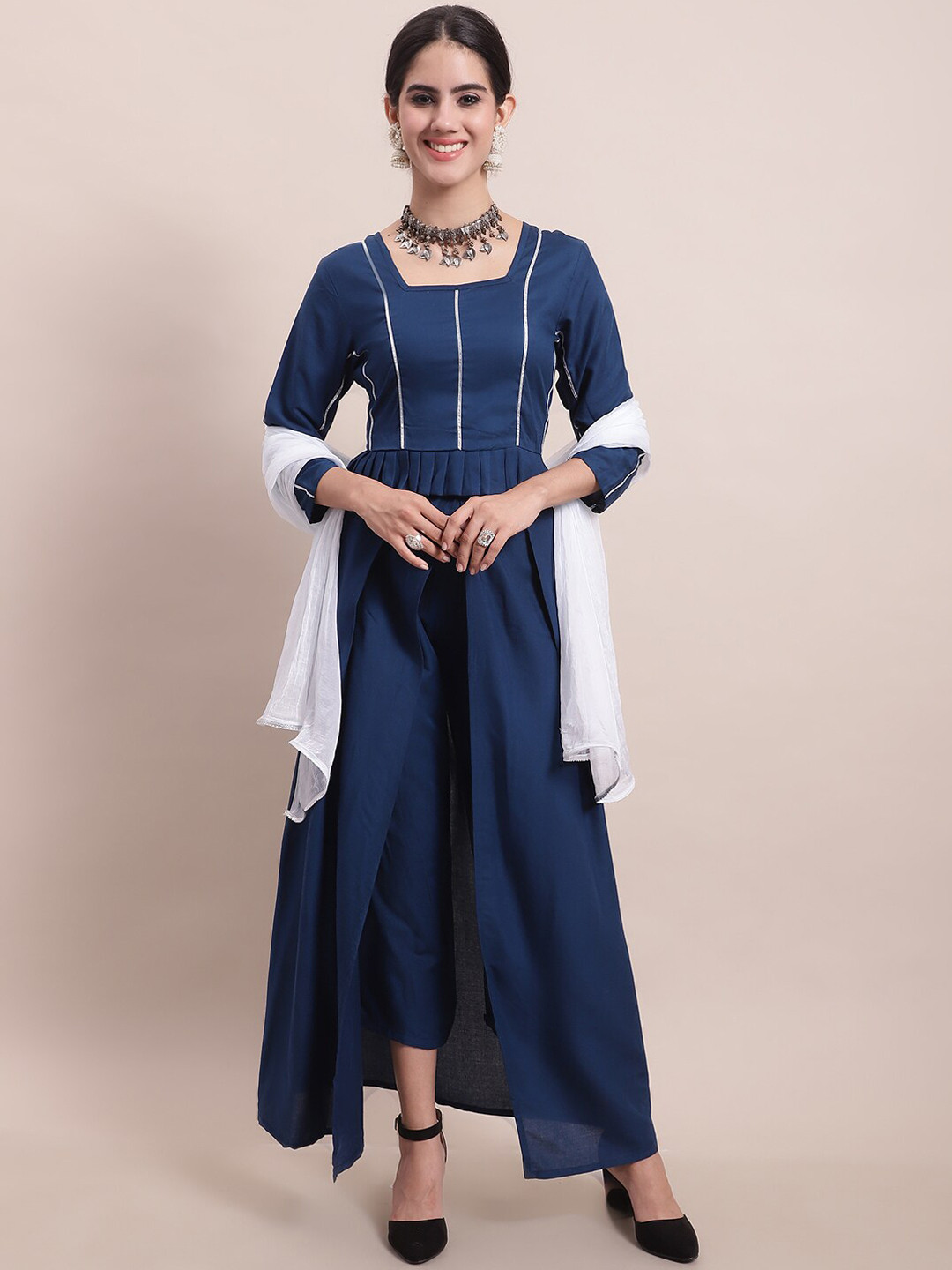 KALINI Gotta Patti Top With Trouser & Dupatta