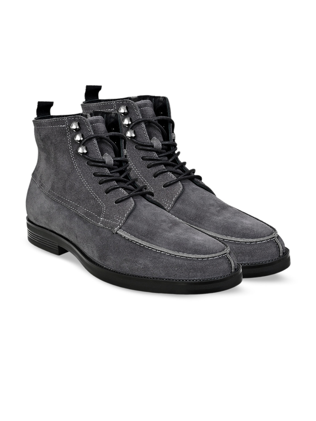 HX London Men Mid Top Suede Platform Heels Biker Boots