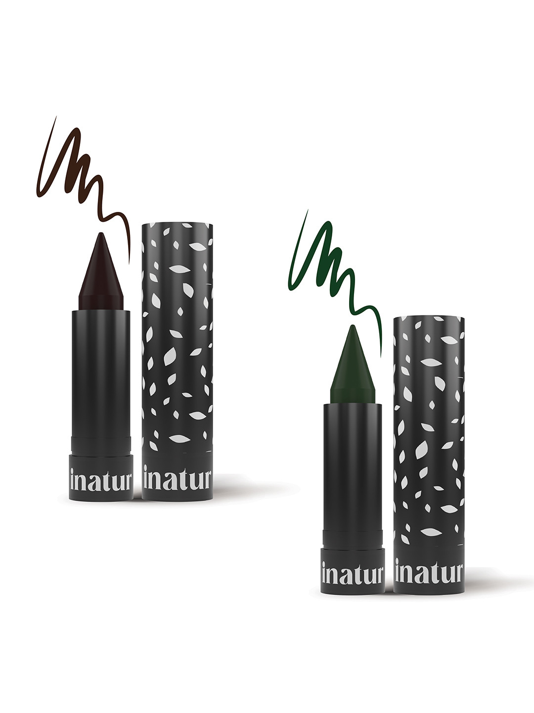 Inatur Comb of 2 Green & Brown Smudge Proof Kajal- 3.5 g Each
