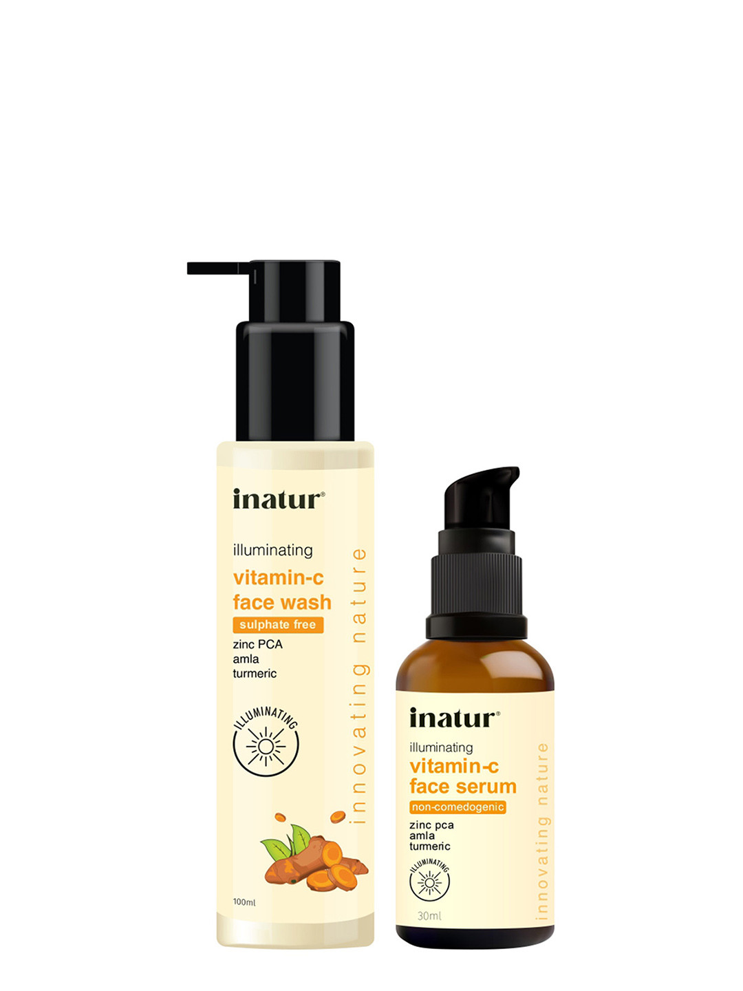 Inatur Vitamin C Face Wash 100ml & Vitamin C Face Serum 30 ml