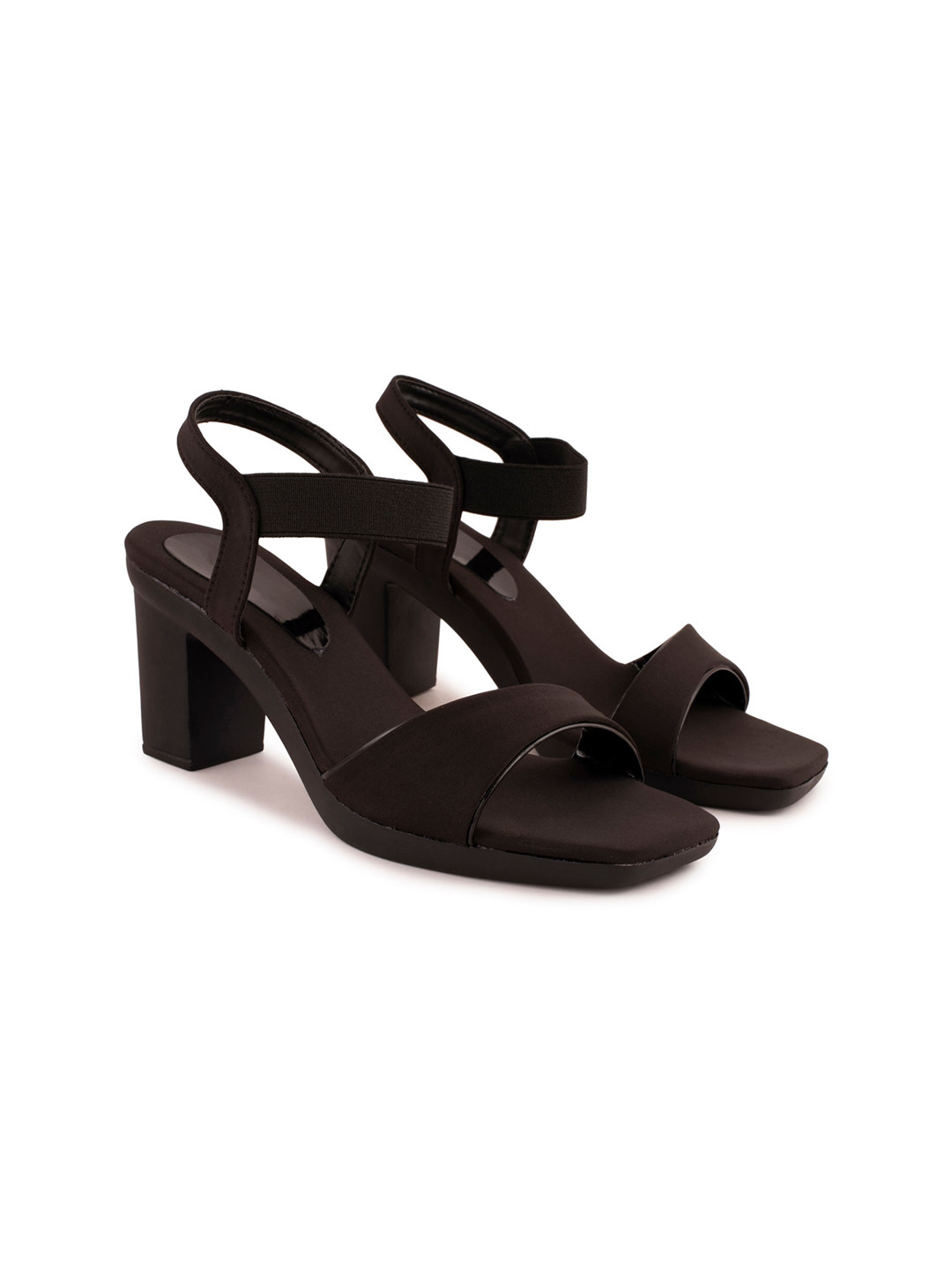 DEAS Black Block Sandals with Buckles