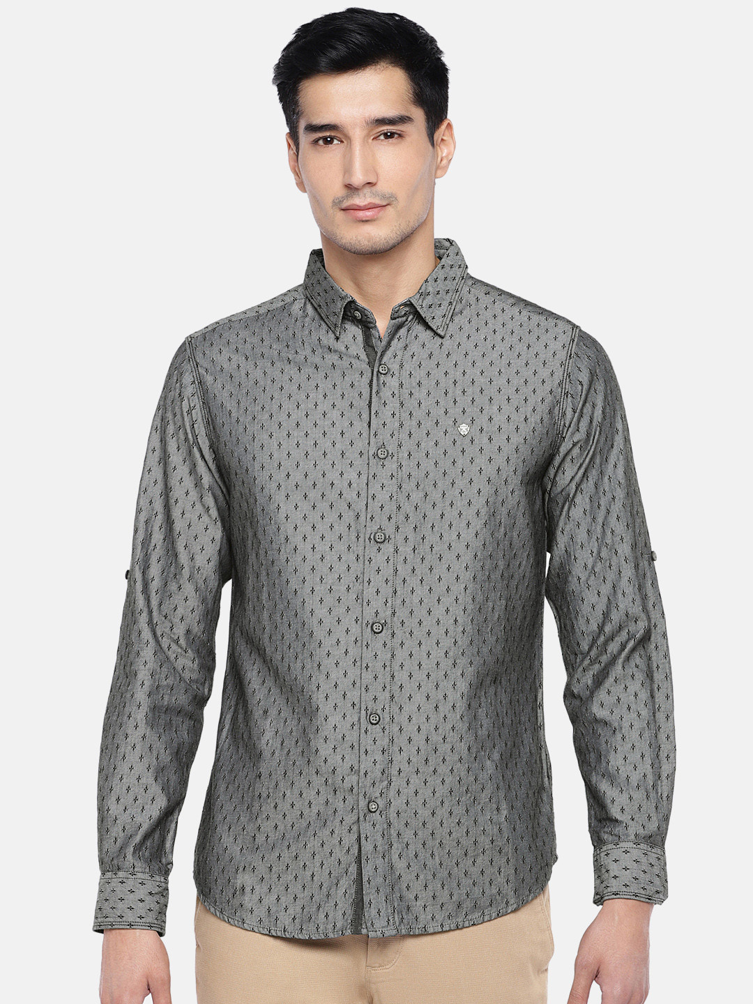 Buy SPYKAR Men Grey Slim Fit Self 