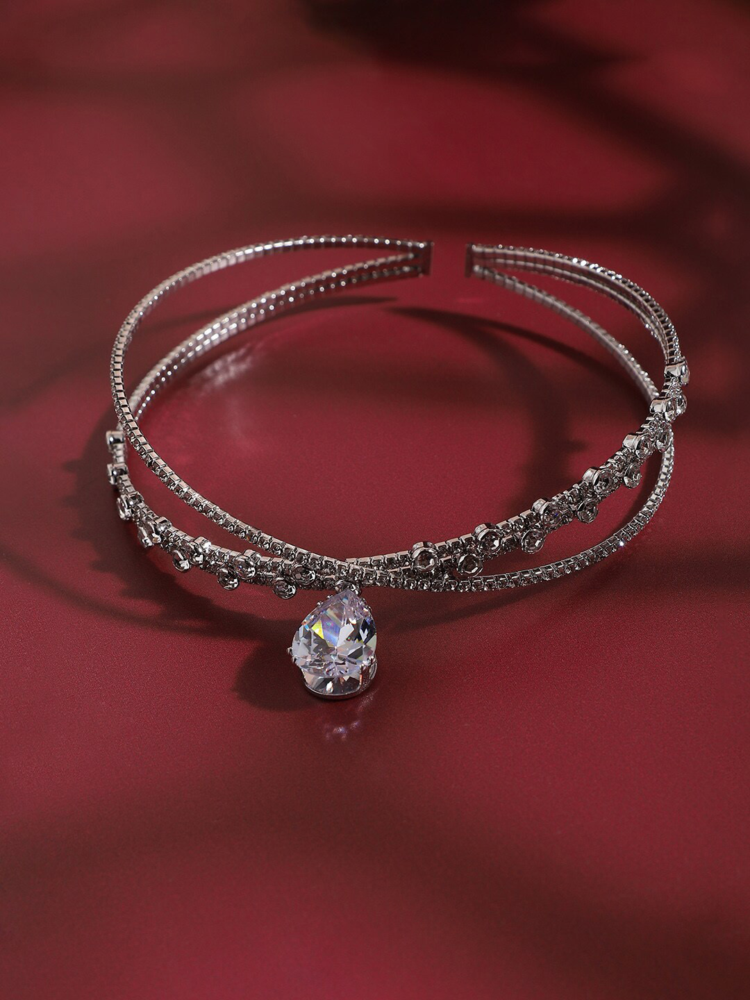 SOHI Silver-Plated Artificial Stones-Studded Head Jewellery