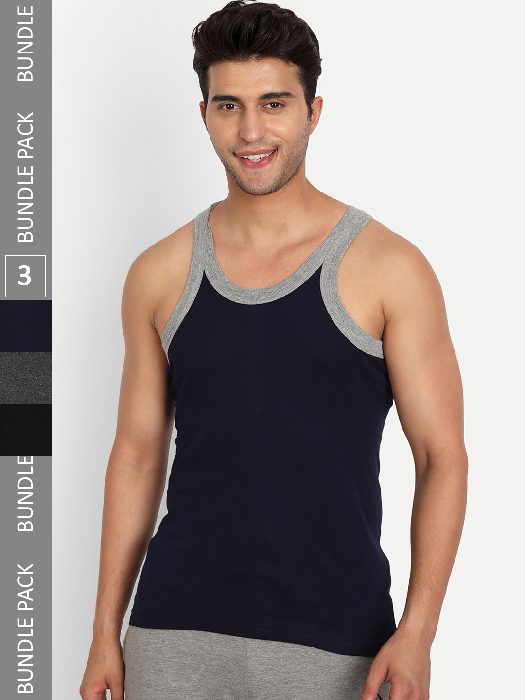 T.T. Titanic Pure Cotton Gym Pack Of 3 Ribbed Basic Vests