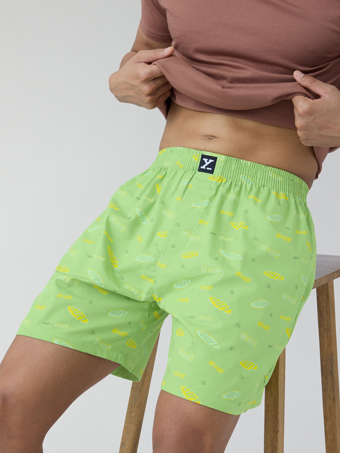 XYXX Men Printed Surf Green Super Combed Cotton Boxer Shorts