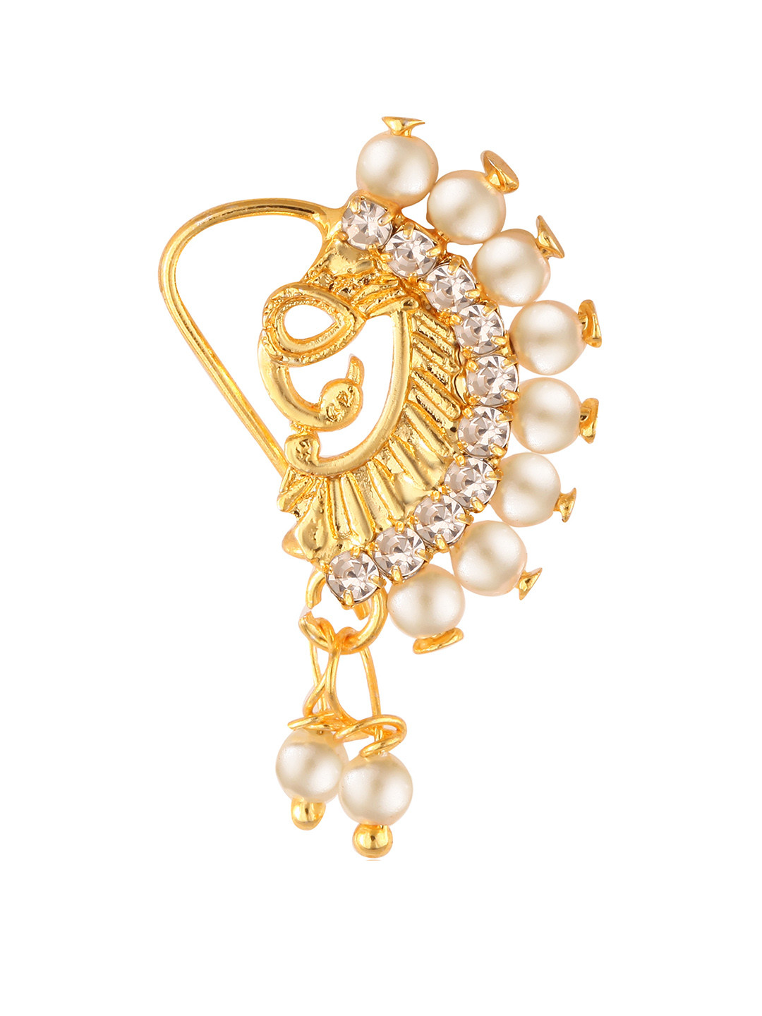 Vighnaharta Gold-Plated Crystals-Studded Insert Nosepin