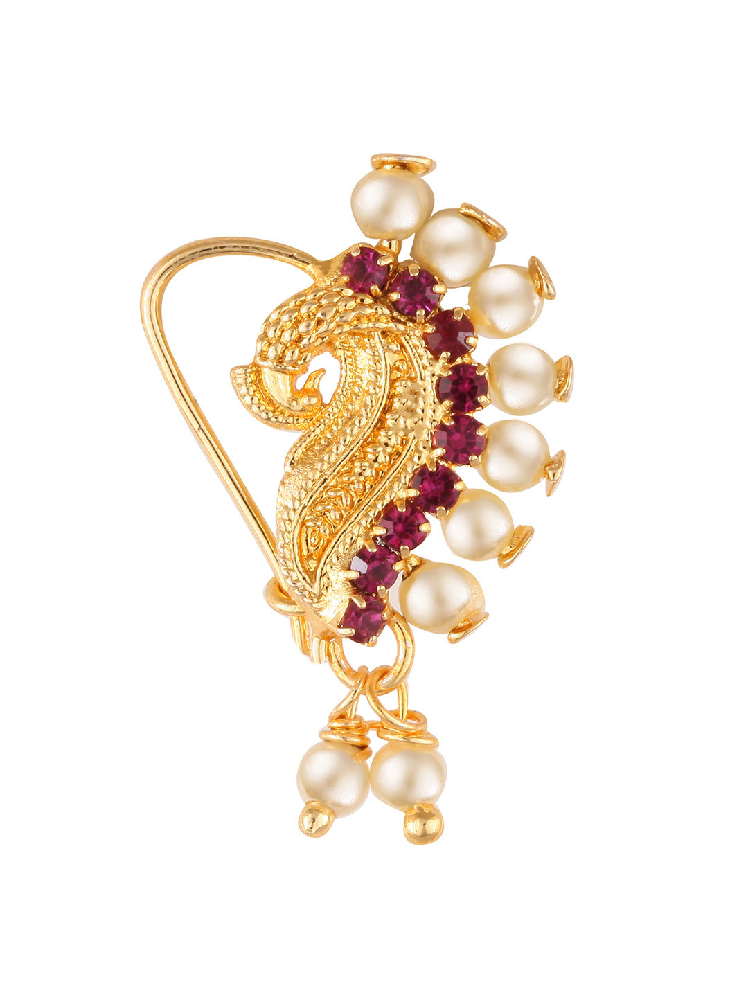 Vighnaharta Gold-Plated Non Piercing Maharashtrian Nath Nathiya