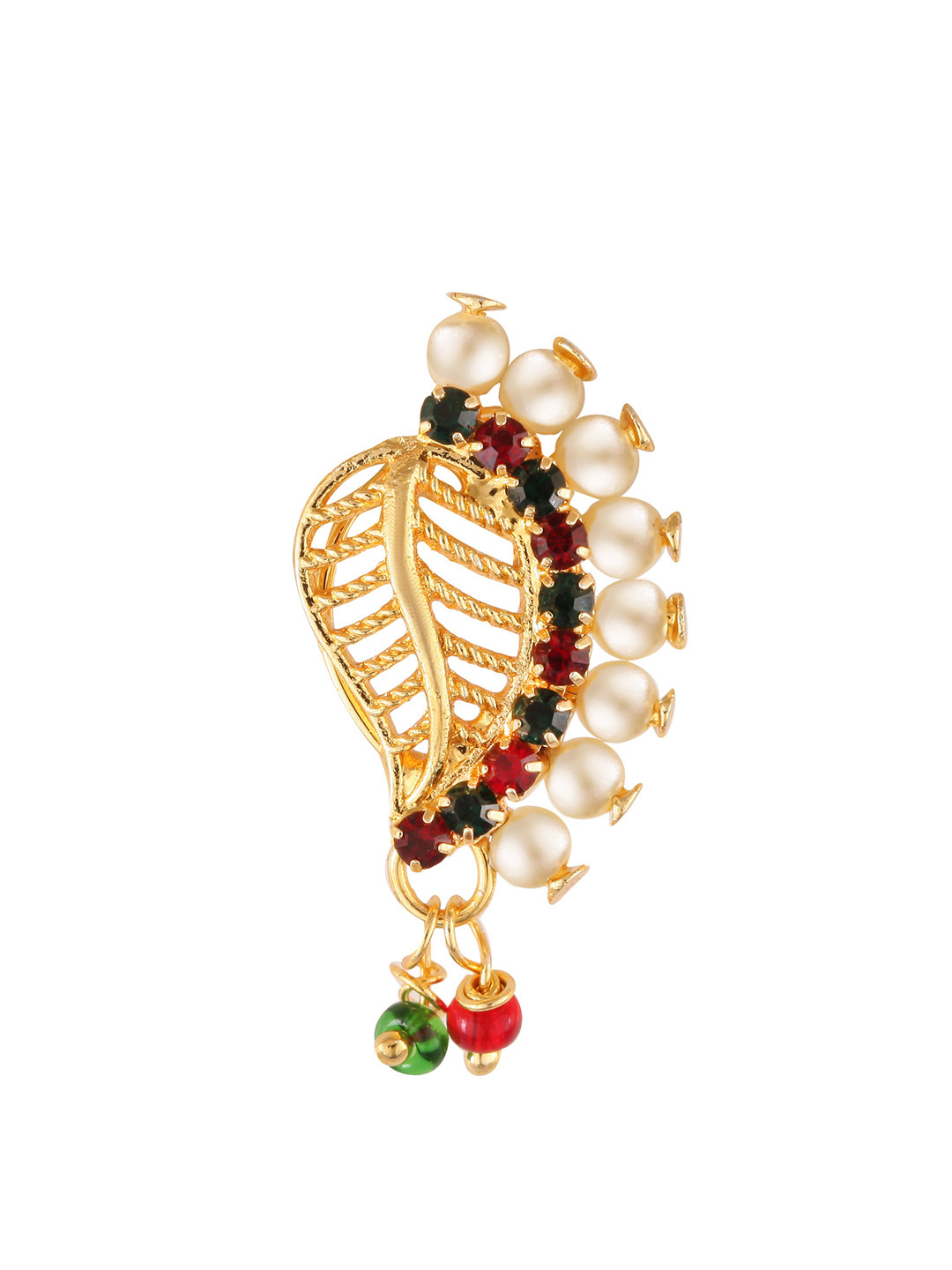 Vighnaharta Gold-Plated CZ Studded Nose Pin