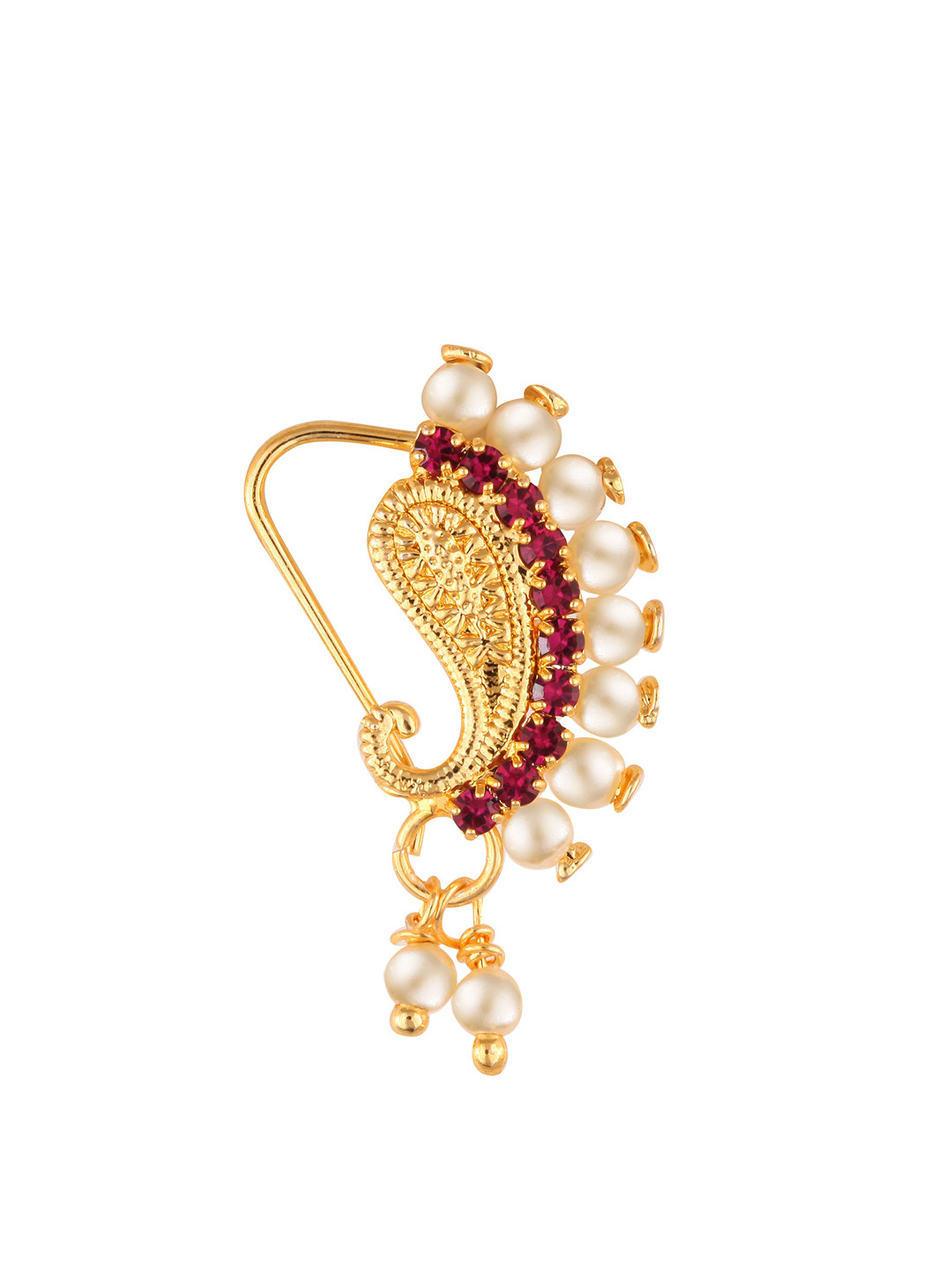 Vighnaharta Gold-Plated Non Piercing Maharashtrian Nath Nathiya