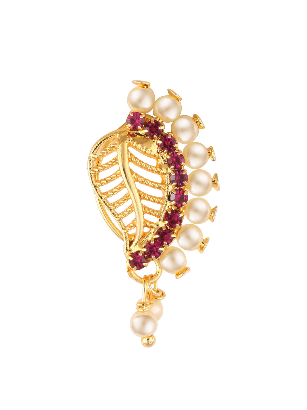 Vighnaharta Gold-Plated Beaded Maharashtrian Nath Nose Pin