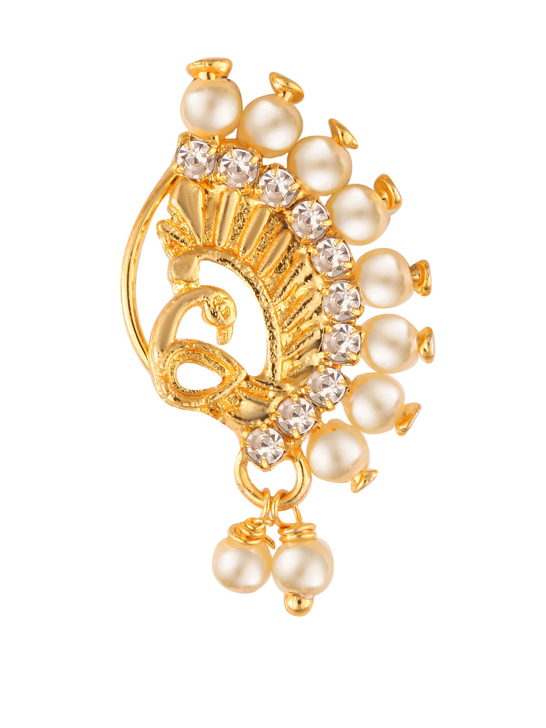 Vighnaharta Gold Plated CZ Studded Nose Pin