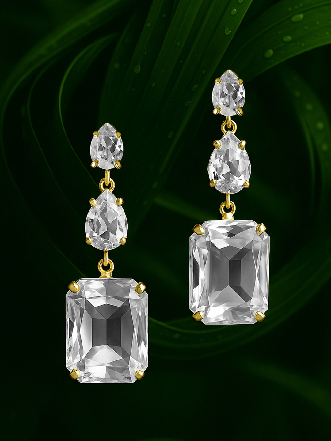 TOKYO TALKIES X rubans FASHION ACCESSORIES Gold-Plated Classic Zircon Drop Earrings