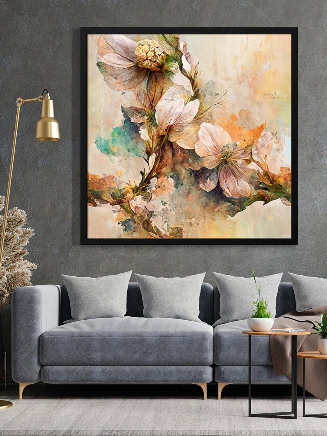 999Store Brown Flower Printed Framed Wall Art