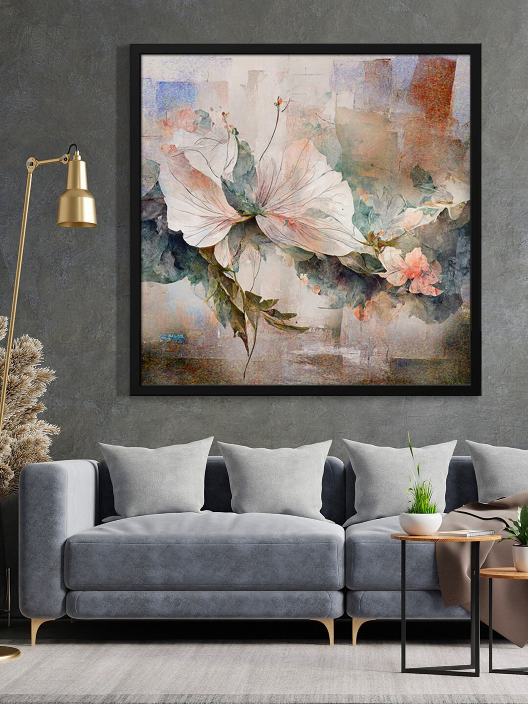 999Store Flower & Leaf Canvas Wall Square Paintings Wall Art - 36 x 36In