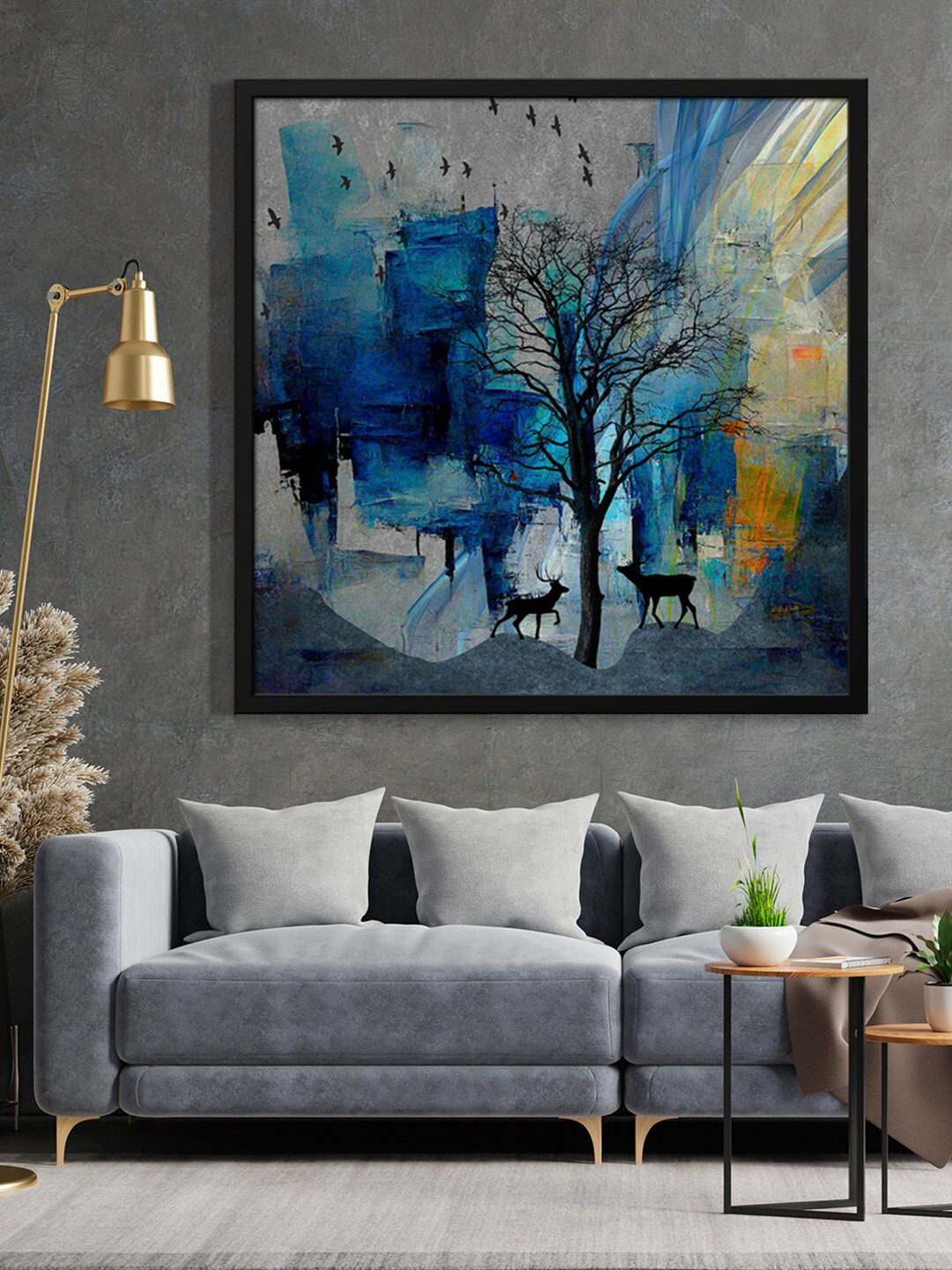 999Store Tree With Flying Birds Canvas Wall Square Paintings Wall Art - 36x36In