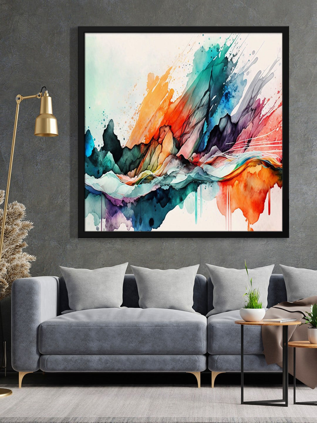 999Store Blue & Orange-Color Abstract Painting Framed Wall Art