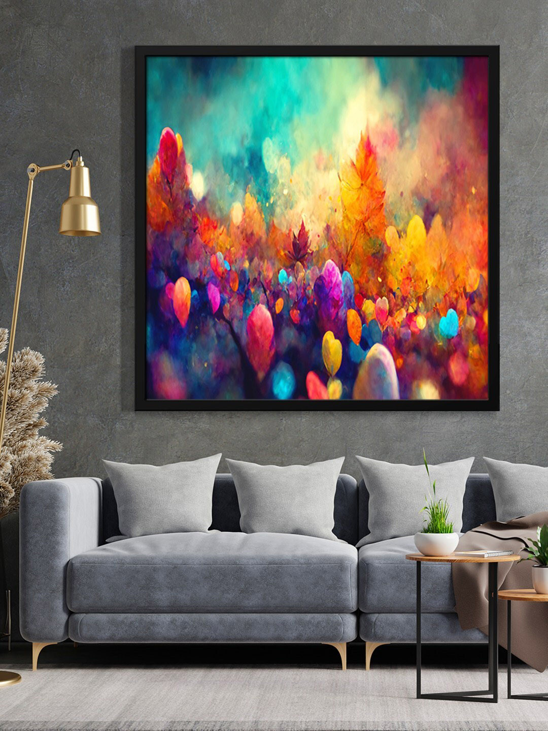 999Store Blue & Orange-Color Abstract Painting Framed Wall Art