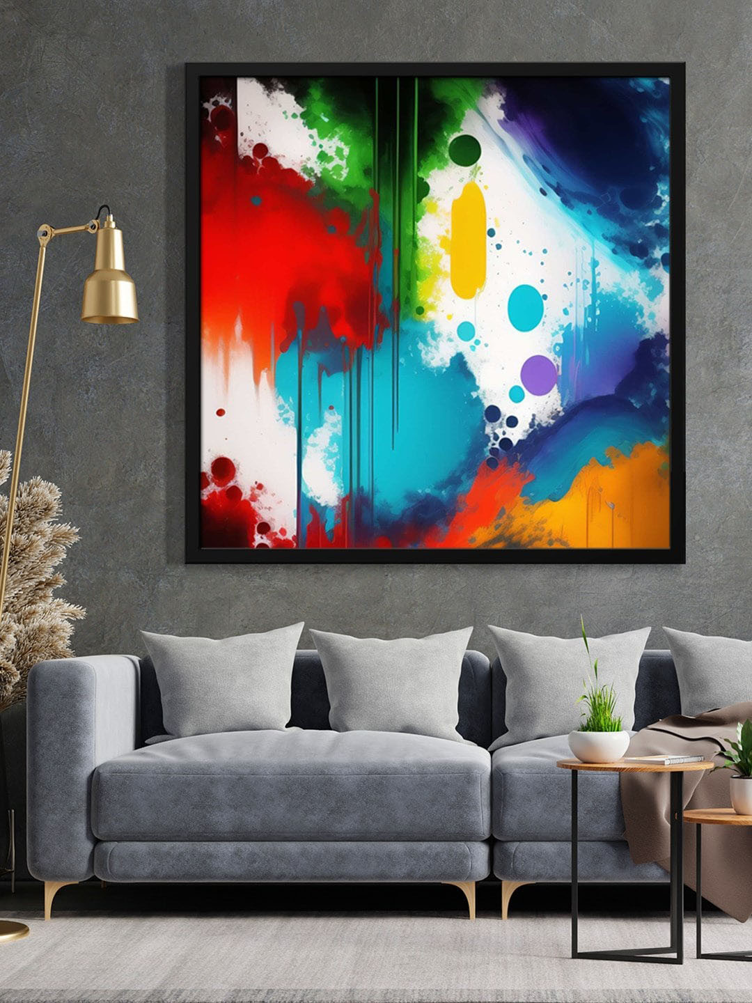 999Store Blue & Red Abstract Painting Framed Wall Art