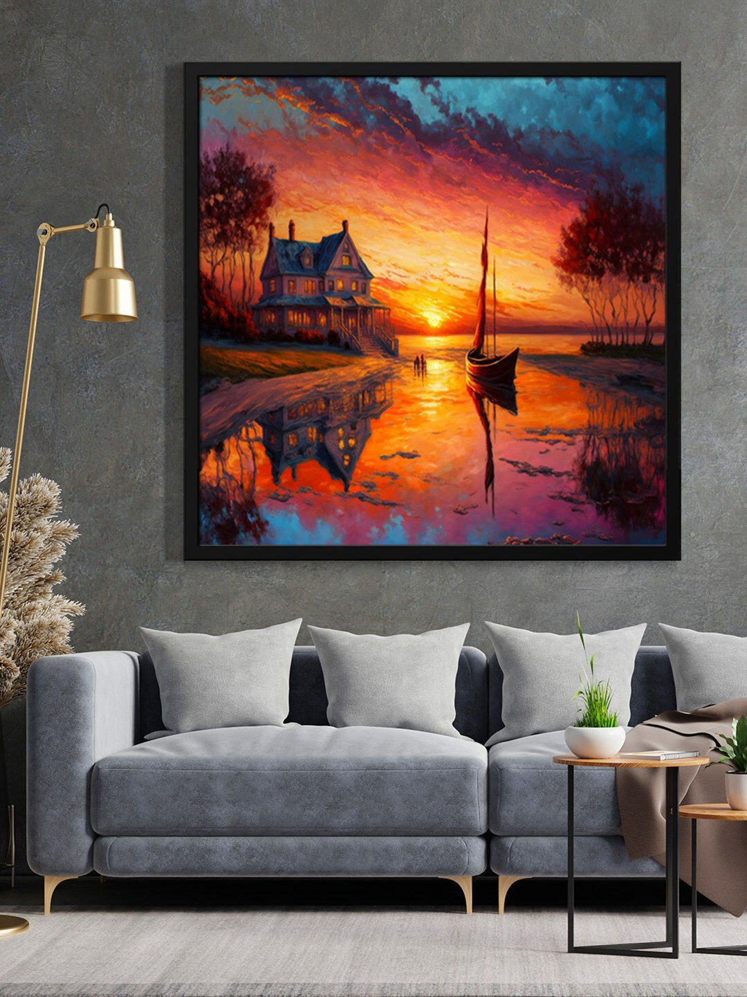 999Store Sunset View Canvas Wall Square Paintings Wall Art -36 x 36 In