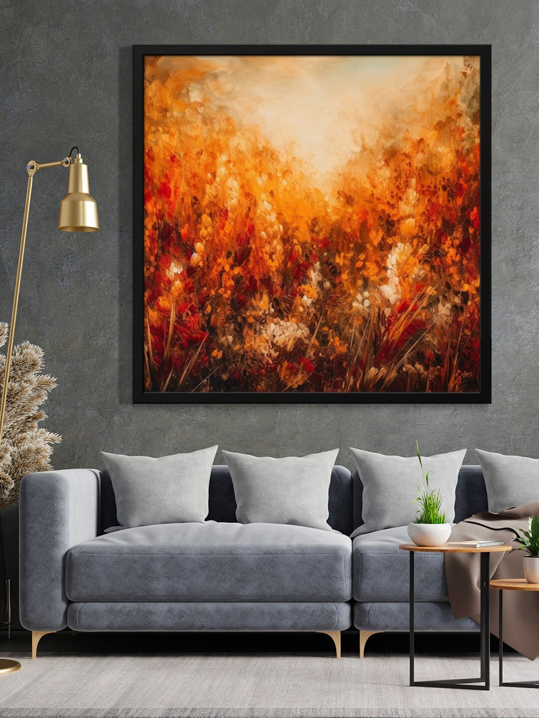 999Store Brown & Orange-Color Leaf Painted Framed Wall Art