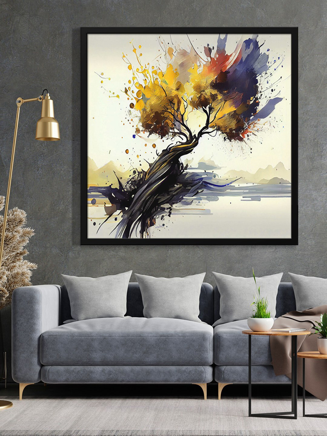 999Store Black & Grey Abstract Painted Framed Wall Art