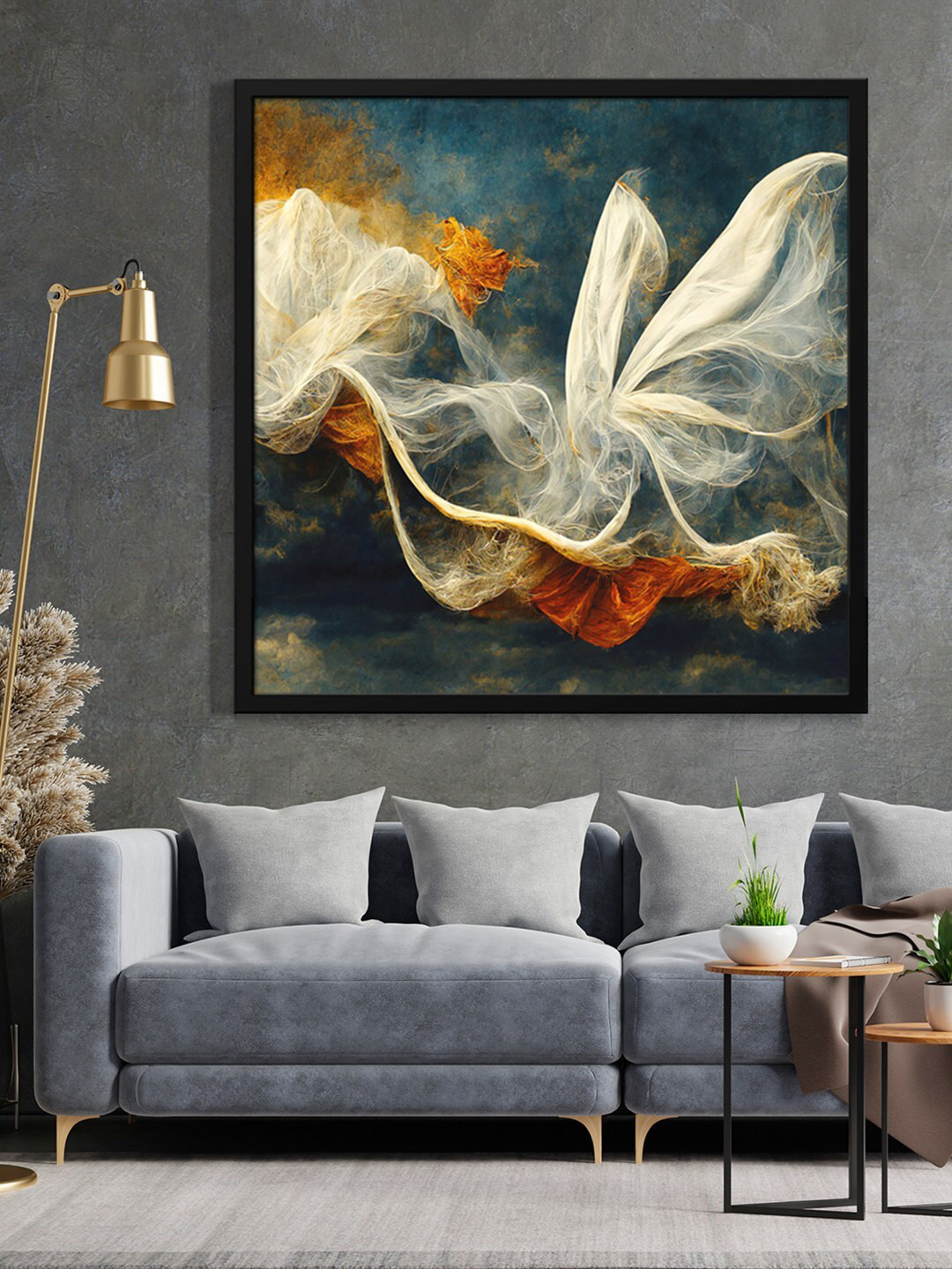 999Store Black & White Abstract Painted Framed Wall Art