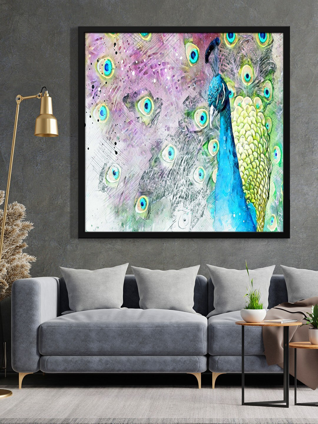 999Store Peacock Canvas Wall Rectangle Paintings Wall Art - 36x36In