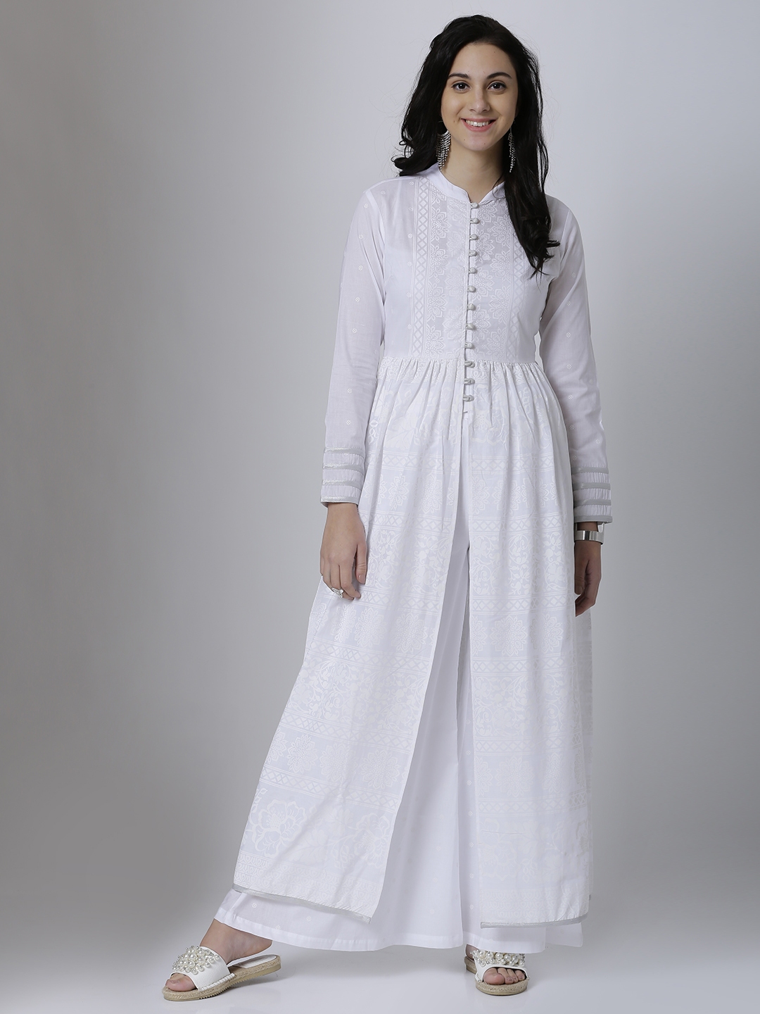 solid white anarkali