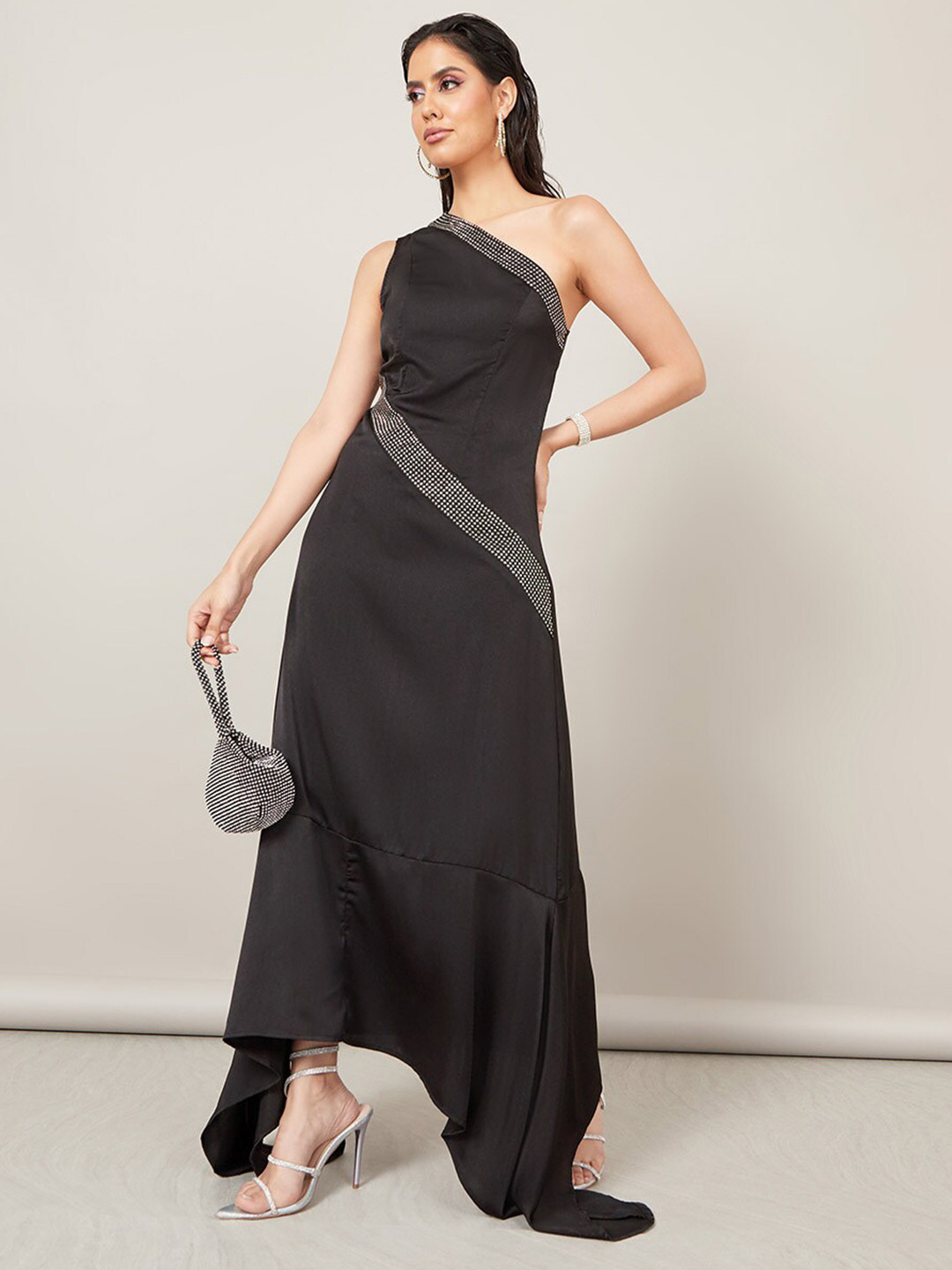 Styli Embellished One Shoulder Maxi Dress