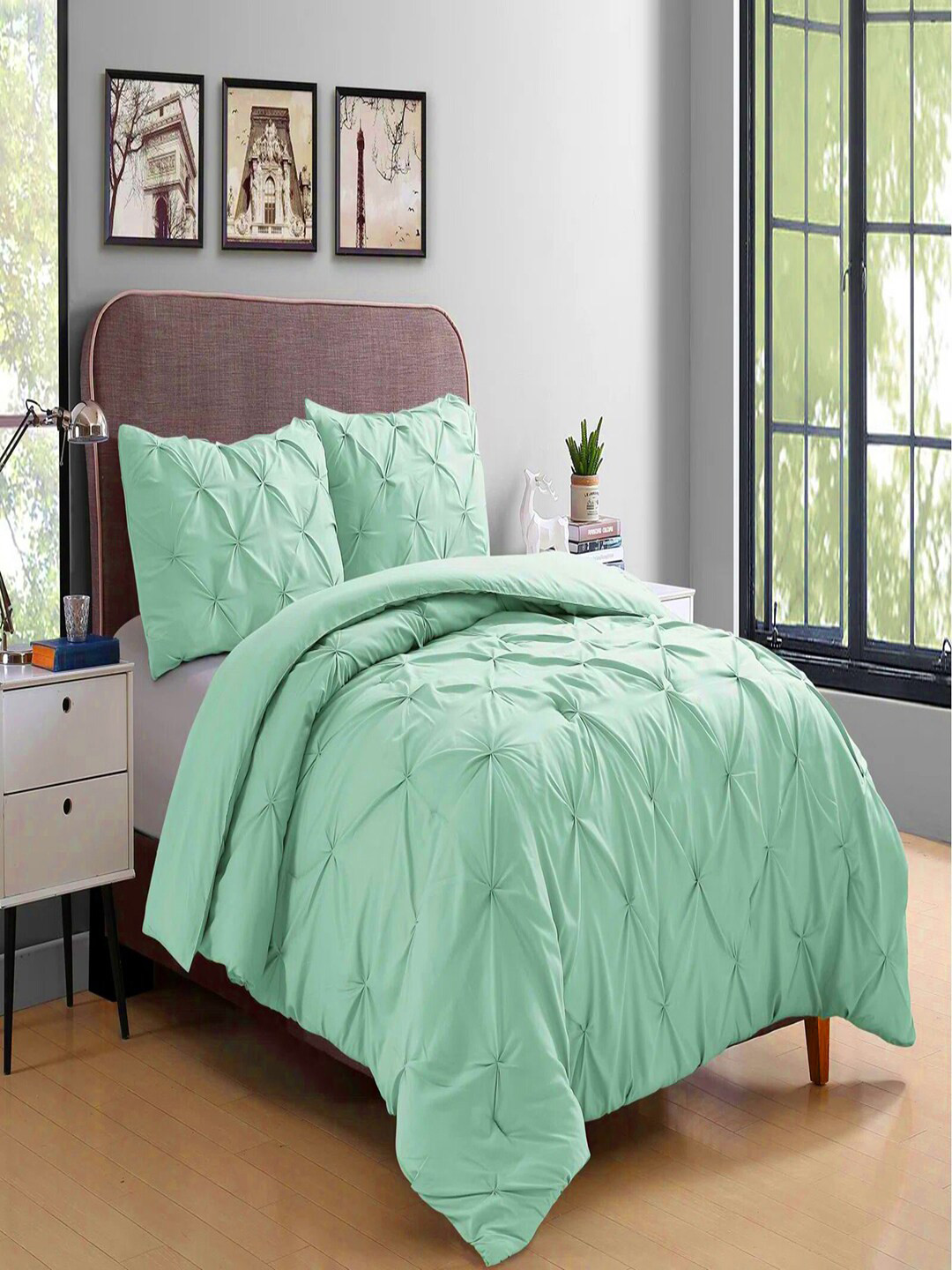 THE WHITE MOSS Green Microfiber AC Room 600 GSM Double Bed Comforter