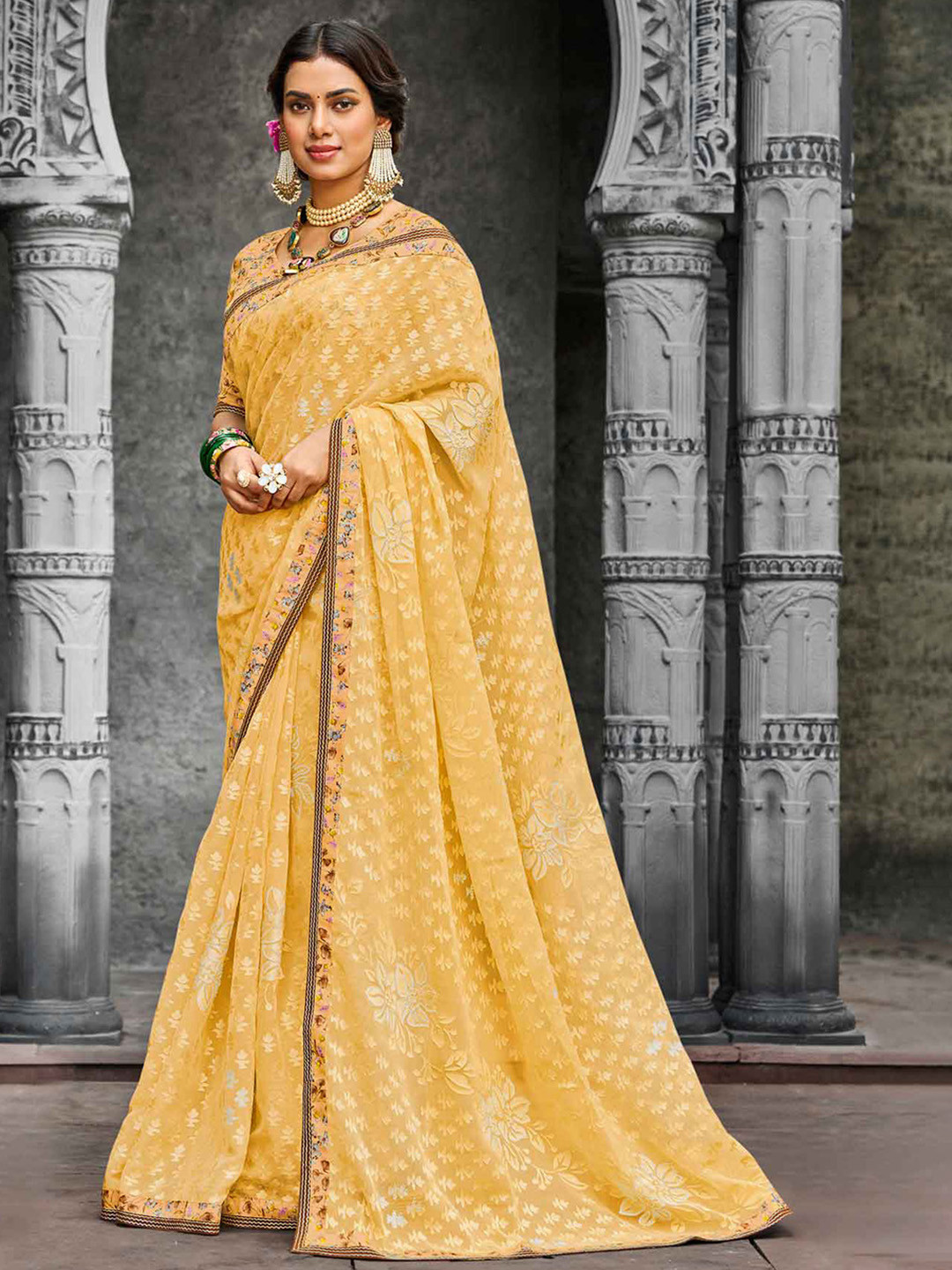 Laxmipati Floral Woven Design Embroidered Saree