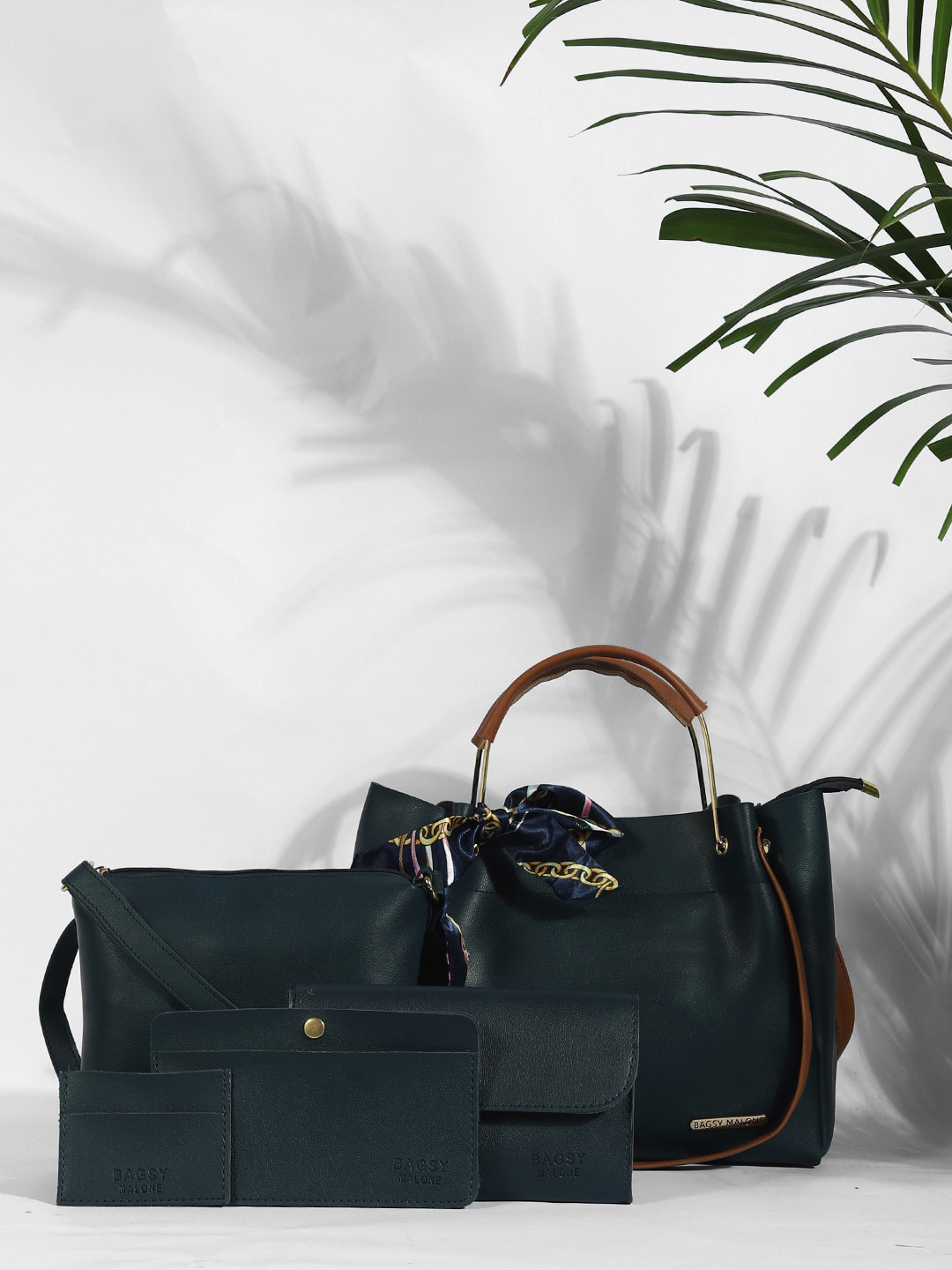 Bagsy Malone Pack of 5 Textured Structured Handheld Bag With Scarf