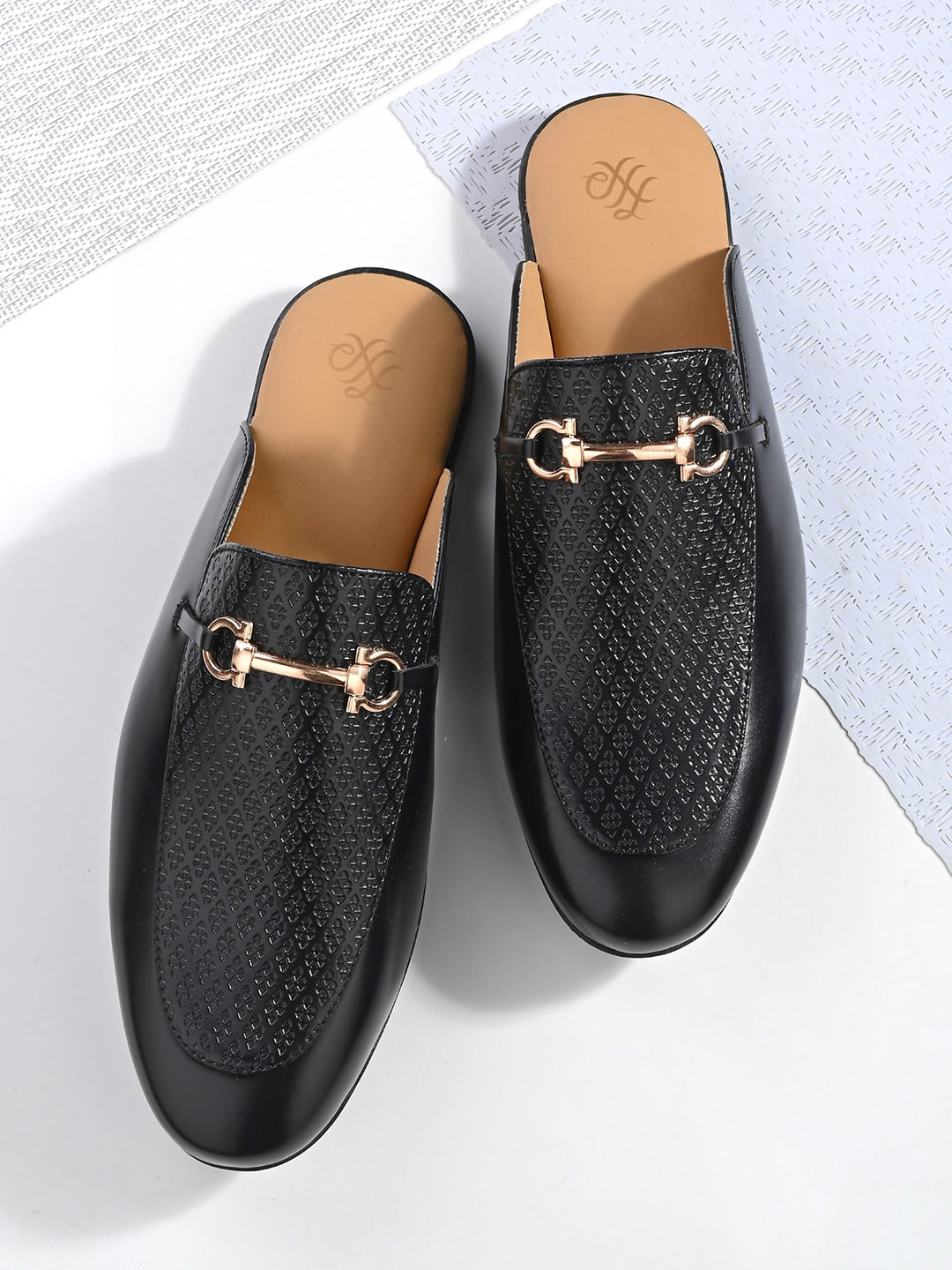 House of Pataudi Men Textured Slip-On Formal Loafers