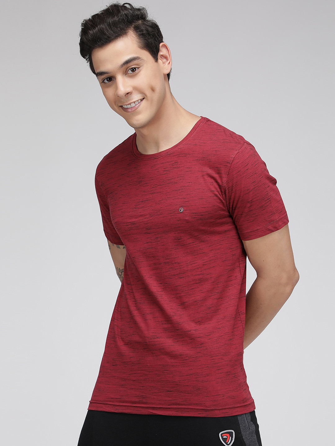 SPORTO Self Deisgn Round Neck Casual T-Shirt