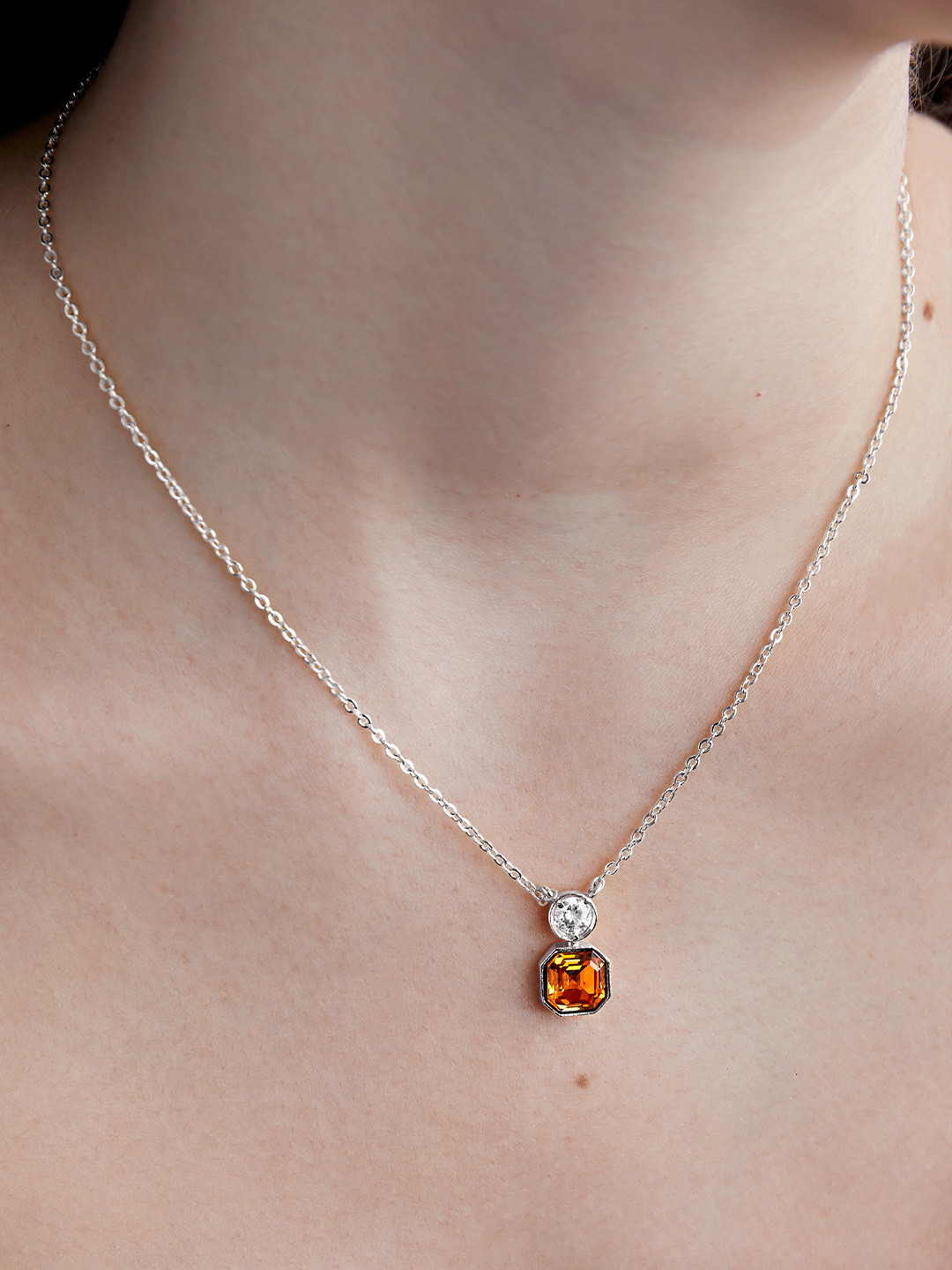 AIKA BY MINUTIAE Silver-Plated Crystal Necklace