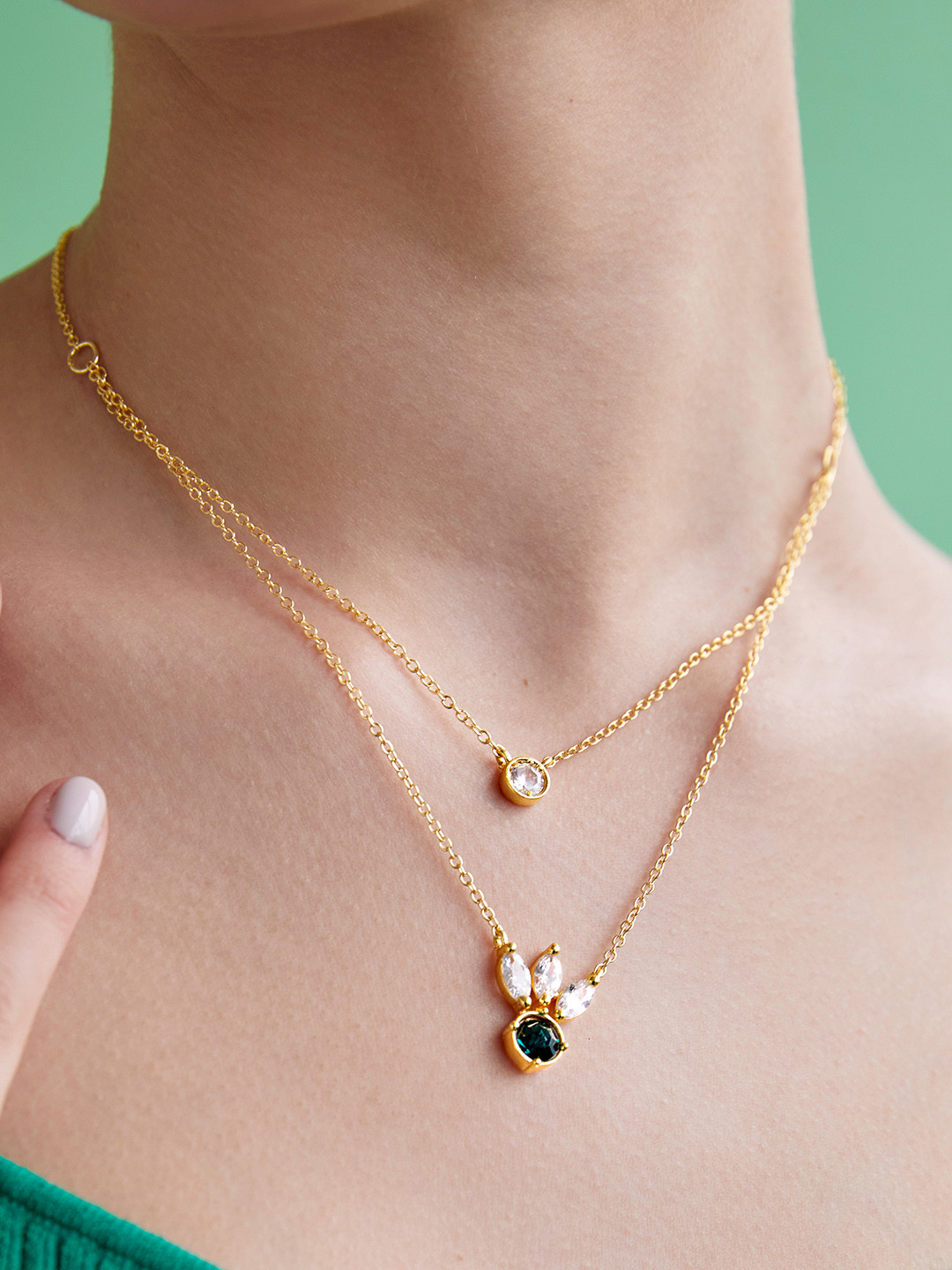 AIKA BY MINUTIAE Gold-Plated Layered Crystal Necklace