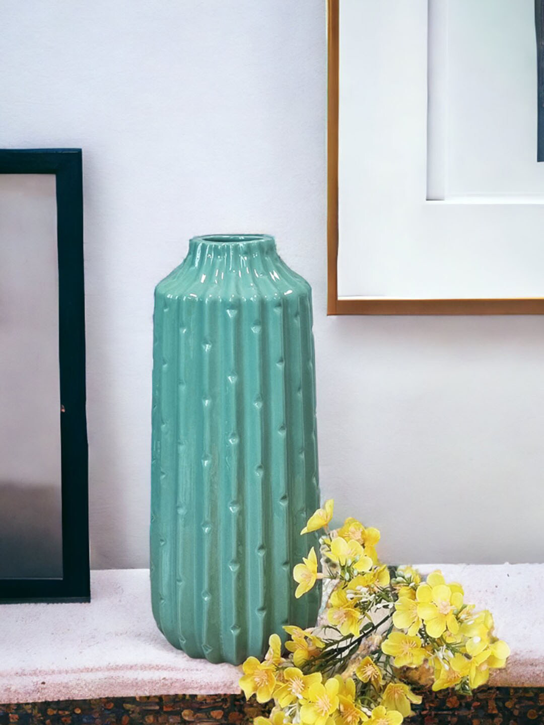 Art Street Green European-Style Vertical Edge Ceramic Vase