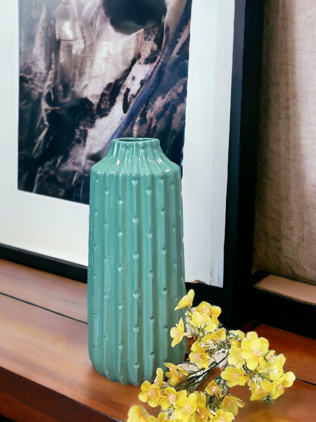 Art Street Green European-Style Vertical Edge Ceramic Vase