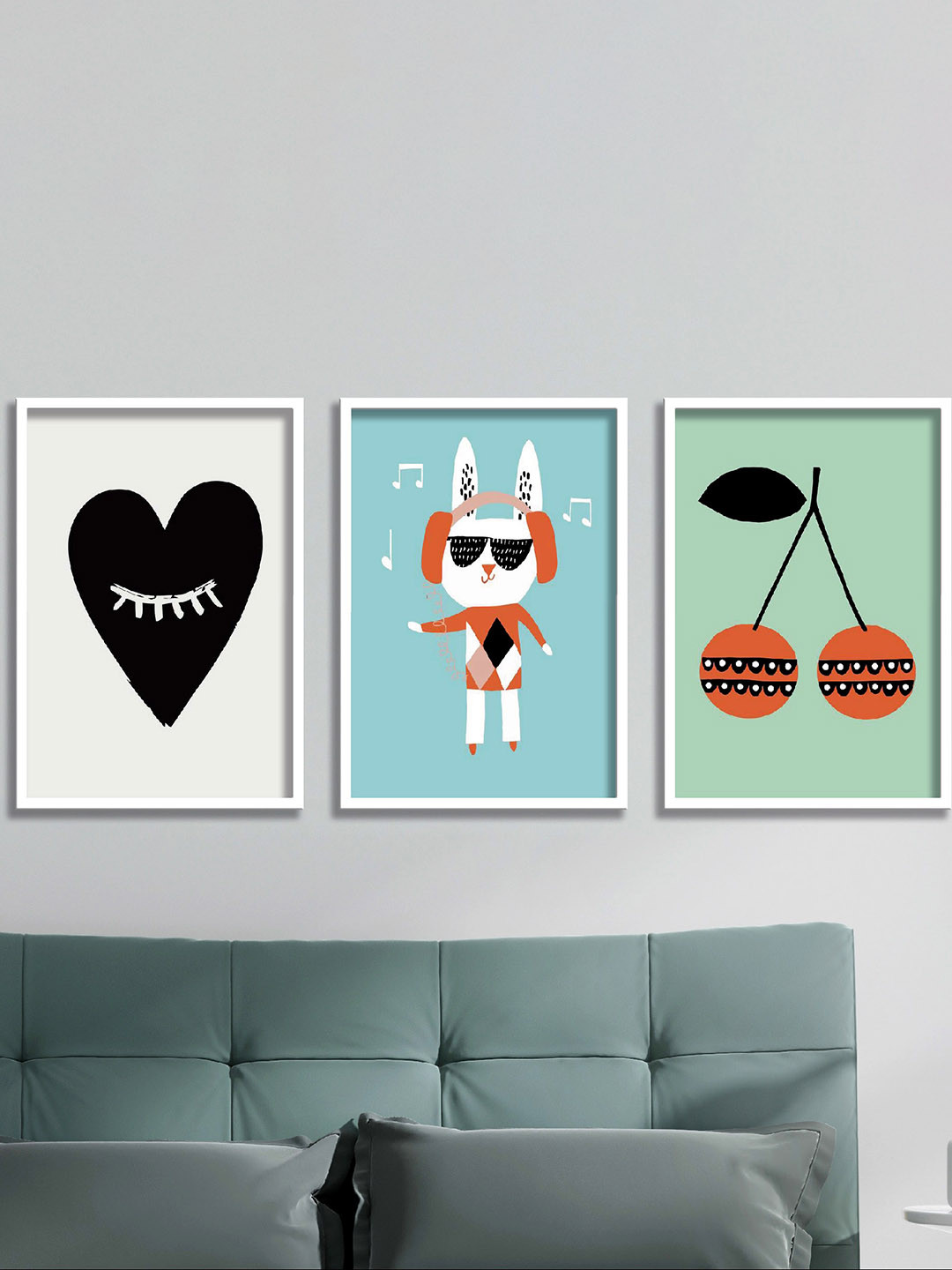 SAF Animals MDF 3 Piece Wall Rectangle Paintings Wall Art -40.5 x 19.5In