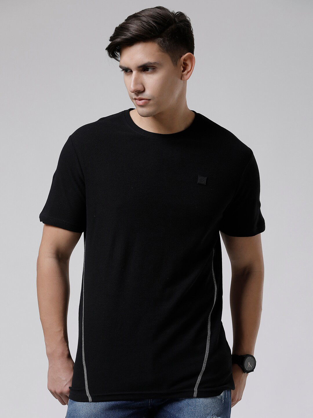 WROGN Knitted Slim Fit Cotton T-shirt