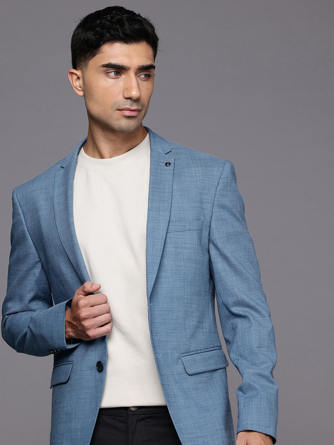 Allen Solly Slim Fit Notched Lapel Single-Breasted Casual Blazer