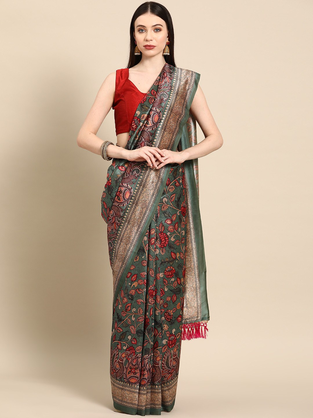 Tasarika Kalamkari Silk Blend Saree