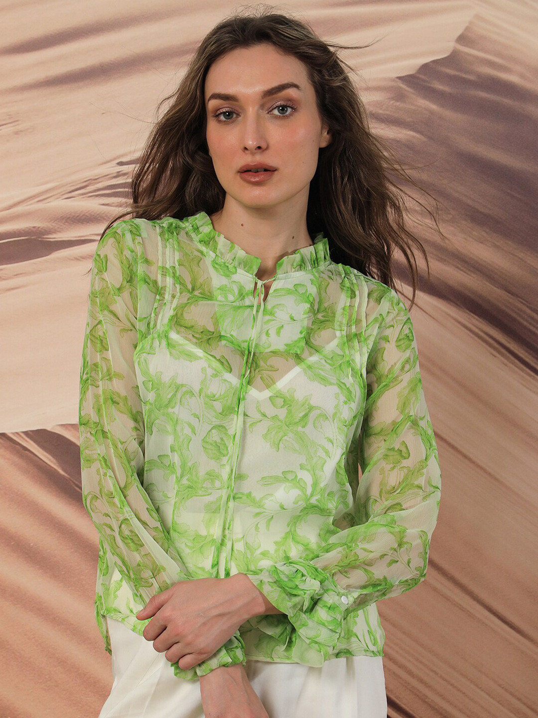 RAREISM Printed Sheer Regular Top