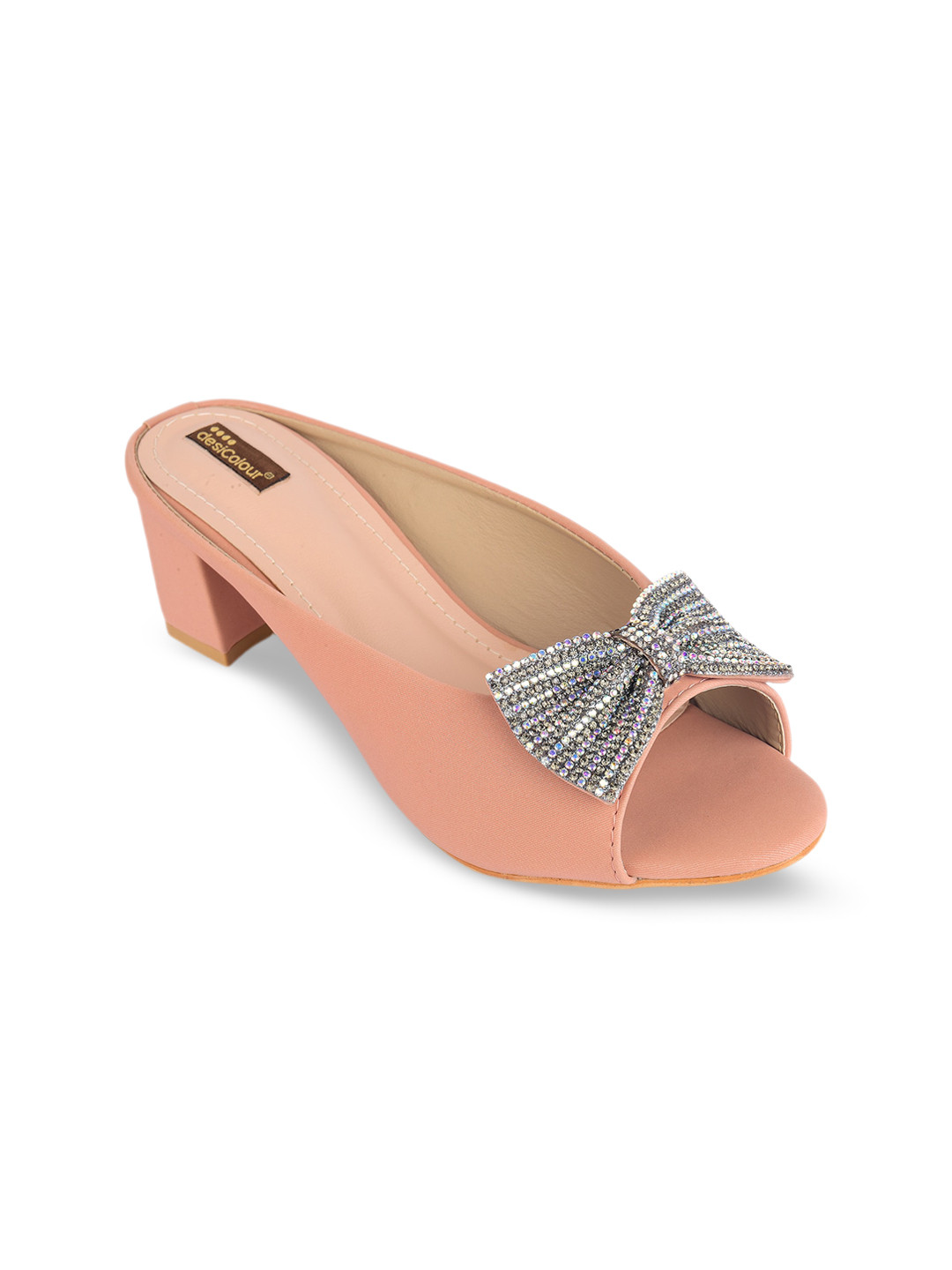 DESI COLOUR Women Embellished Peep Toe Block Heels