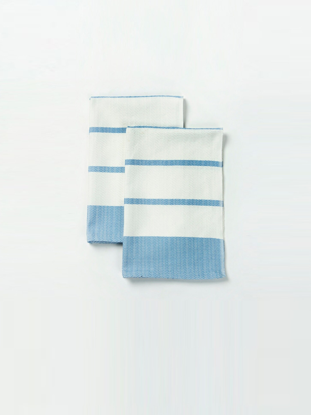Fabindia Blue 2 Pieces Striped Cotton Towel Set