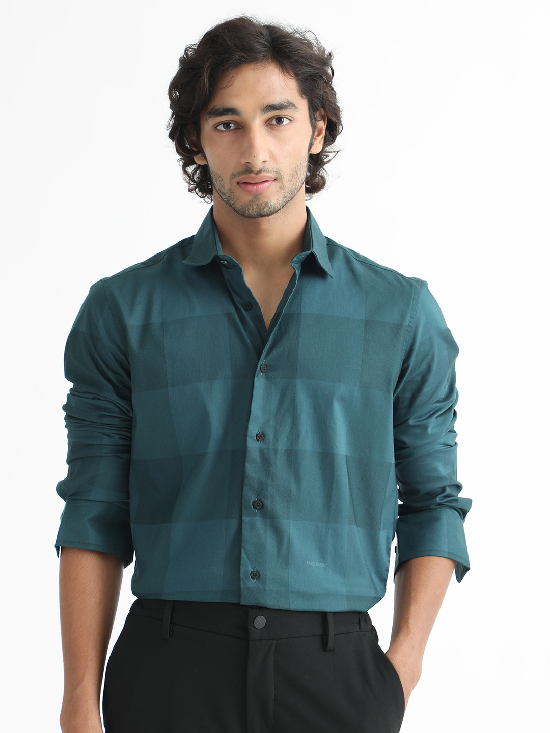 RARE RABBIT Men Santhe Checked Slim Fit Cotton Shirt